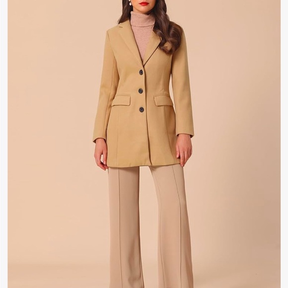 Allegra K camel single breasted Pea Coat size  Med - Picture 3 of 7